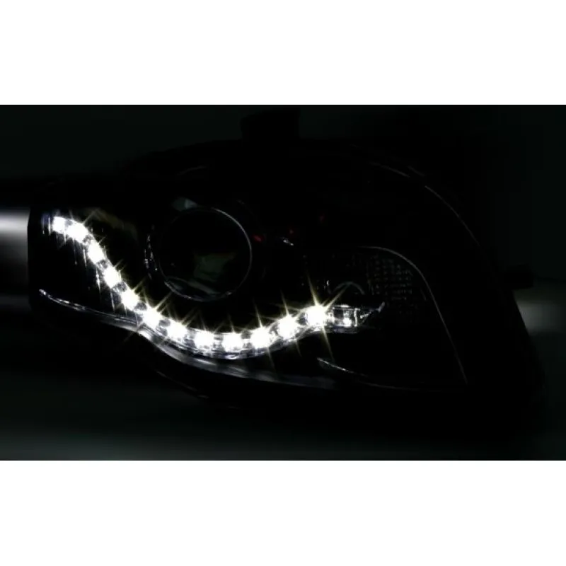 Φανάρια εμπρός Audi A4 B7 (2004-2008) led - chrome , με λάμπες (Η9) - σετ 2τμχ.