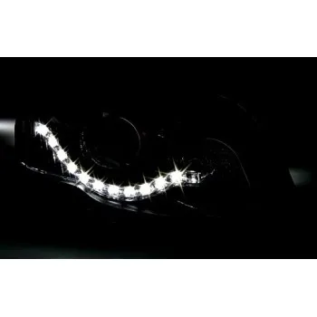 Φανάρια εμπρός Audi A3 (2003-2008) led Dayline - chrome , με λάμπες (Η9) - σετ 2τμχ.