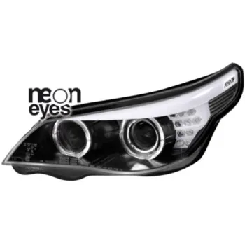 Φανάρια εμπρός led BMW E60 (2003-2007) angel eyes - F10-Look , με λάμπες (Η1) - σετ 2τμχ.