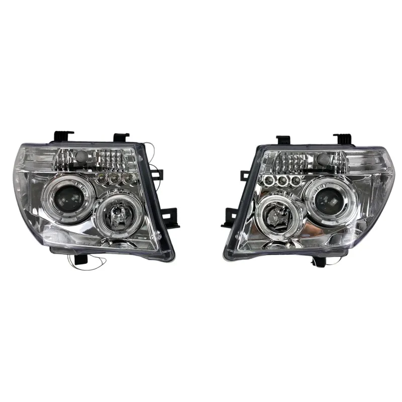 Φανάρια εμπρός Nissan Navara / Pathfinder (2005-2009) led angel eyes - chrome , με λάμπες (Η1) - σετ 2τμχ.