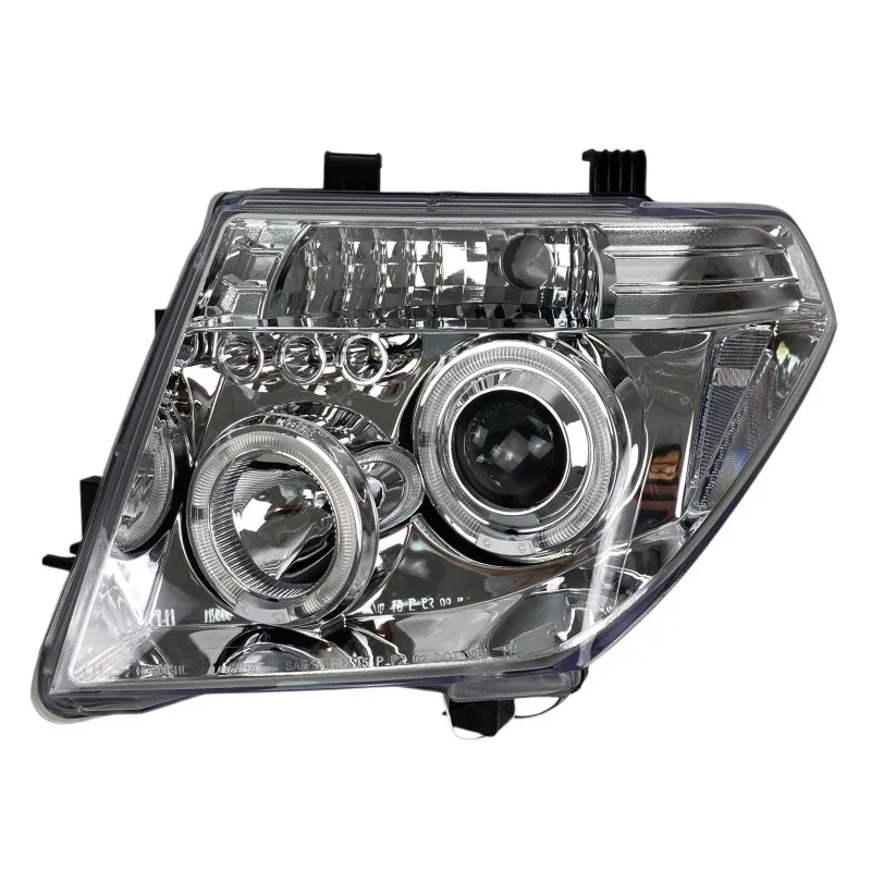 Φανάρια εμπρός Nissan Navara / Pathfinder (2005-2009) led angel eyes - chrome , με λάμπες (Η1) - σετ 2τμχ.