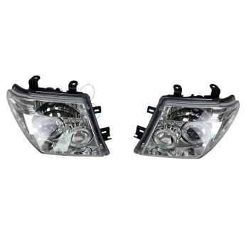 Φανάρια εμπρός Nissan Navara / Pathfinder (2005-2009) led angel eyes - chrome , με λάμπες (Η1) - σετ 2τμχ.