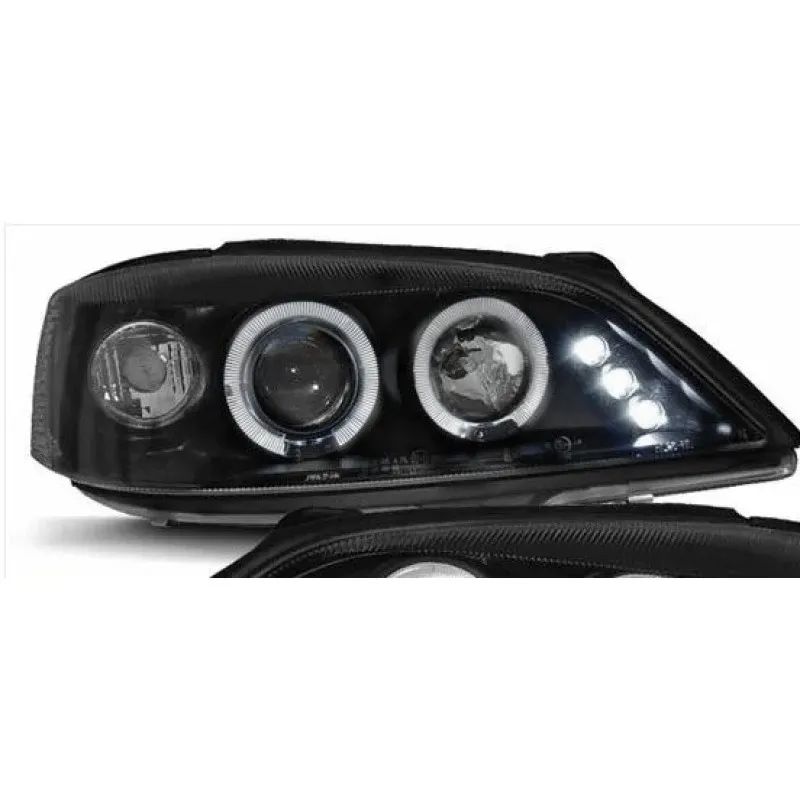 Φανάρια εμπρός Opel Astra G (1998-2004) led angel eyes - CCFL , μαύρα , με λάμπες (Η1) - σετ 2τμχ.