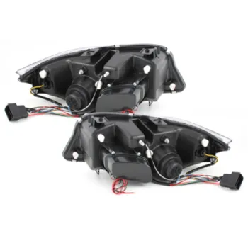 Φανάρια εμπρός BMW E90 (2005-2008) angel eyes - CCFL μαύρα , με λάμπες (Η1) - σετ 2τμχ.