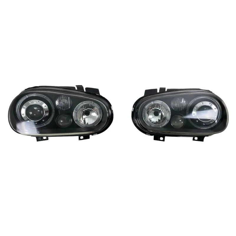 Φανάρια εμπρός Vw Golf IV R32 angel eyes - μαύρα , χωρίς λάμπες (Η7) - σετ 2τμχ.