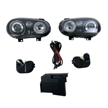 Φανάρια εμπρός Vw Golf IV R32 angel eyes - μαύρα , χωρίς λάμπες (Η7) - σετ 2τμχ.