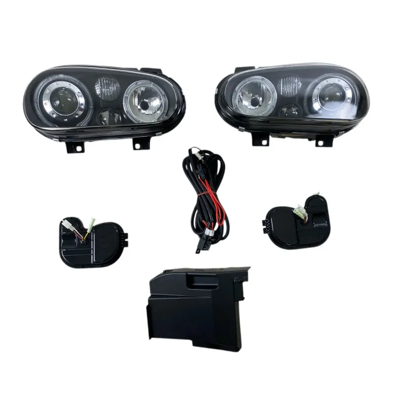 Φανάρια εμπρός Vw Golf IV R32 angel eyes - μαύρα , χωρίς λάμπες (Η7) - σετ 2τμχ.