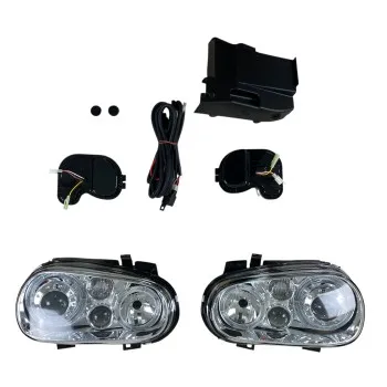 Φανάρια εμπρός Vw Golf IV R32 angel eyes - chrome , χωρίς λάμπες (Η7) - σετ 2τμχ.