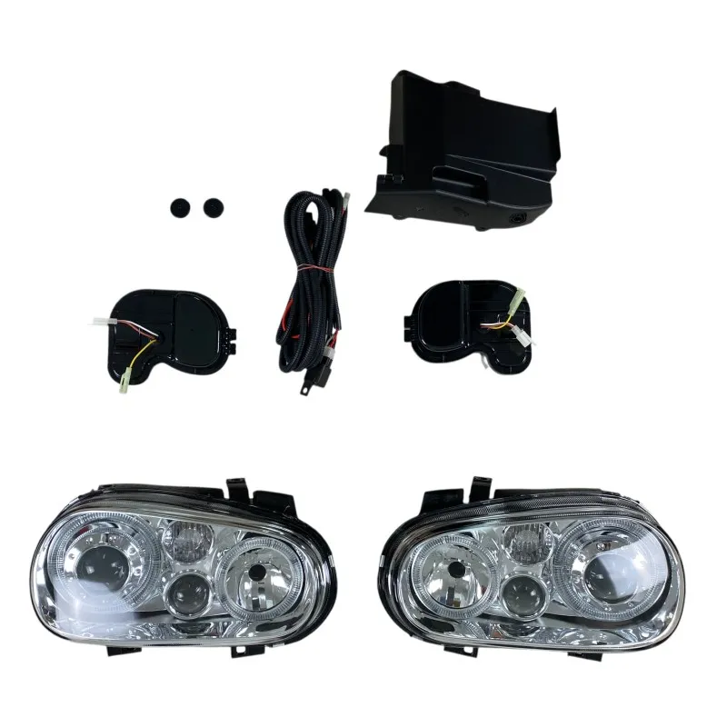 Φανάρια εμπρός Vw Golf IV R32 angel eyes - chrome , χωρίς λάμπες (Η7) - σετ 2τμχ.
