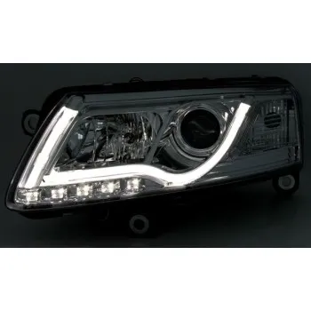 Φανάρια εμπρός Audi A6 C4 (2004-2008) led lightbar - chrome , χωρίς λάμπες (Η7) - σετ 2τμχ.