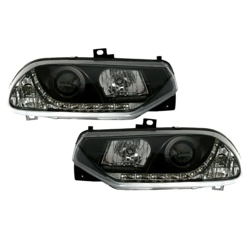 Φανάρια εμπρός Alfa Romeo 156 (1997-2003) led - μαύρα , με λάμπες (Η1) - σετ 2τμχ.