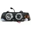 Φανάρια εμπρός BMW E36 (1991-1999) 4d sedan angel eyes - black , με λάμπες (Η1) - σετ 2τμχ.