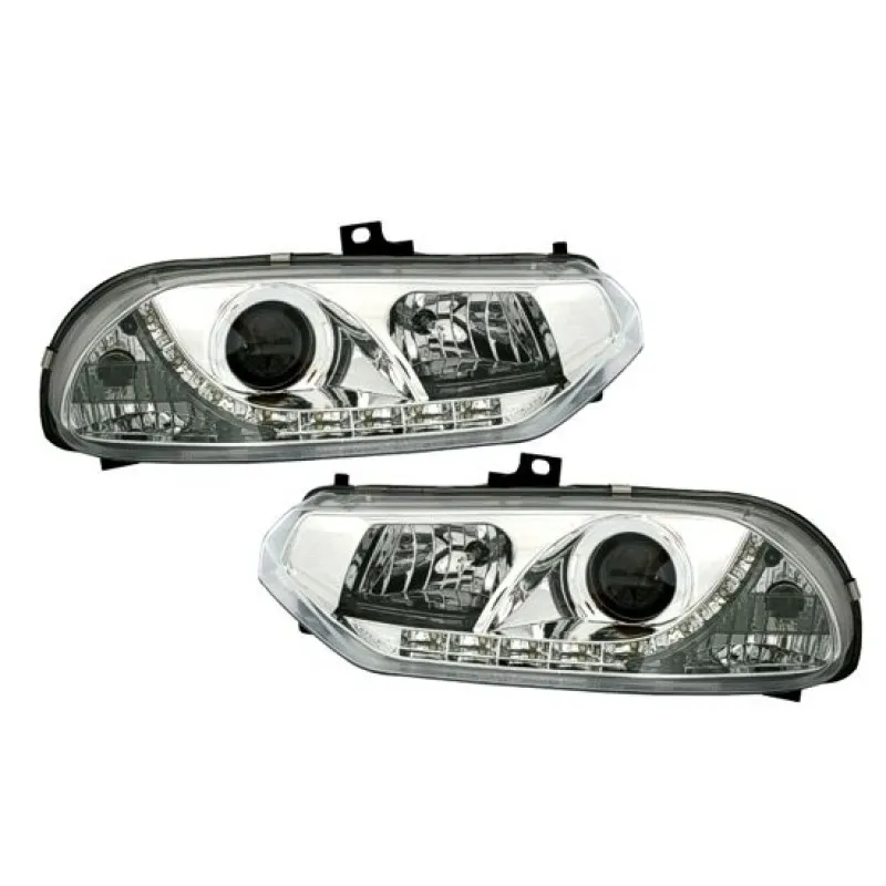 Φανάρια εμπρός Alfa Romeo 156 (1997-2003)led - chrome , με λάμπες (Η1) - σετ 2τμχ.