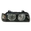 Φανάρια εμπρός Bmw E36 (1991-2000) 4d sedan angel eyes - μαύρα , χωρίς λάμπες (Η7) - σετ 2τμχ.