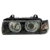 Φανάρια εμπρός Bmw E36 (1991-2000) 4d sedan angel eyes - μαύρα , χωρίς λάμπες (Η7) - σετ 2τμχ.