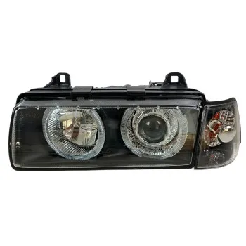 Φανάρια εμπρός Bmw E36 (1991-2000) 4d sedan angel eyes - μαύρα , χωρίς λάμπες (Η7) - σετ 2τμχ.