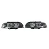 Φανάρια εμπρός BMW E39 (1995-2003) angel eyes - μαύρα , με λάμπες (Η7) - σετ 2τμχ.