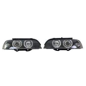 Φανάρια εμπρός BMW E39 (1995-2003) angel eyes - μαύρα , με λάμπες (Η7) - σετ 2τμχ.