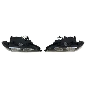 Φανάρια εμπρός BMW E39 (1995-2003) angel eyes - μαύρα , με λάμπες (Η7) - σετ 2τμχ.