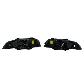 Φανάρια εμπρός BMW E39 (1995-2003) angel eyes - μαύρα , με λάμπες (Η7) - σετ 2τμχ.
