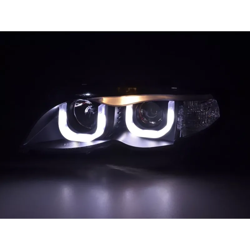 Φανάρια εμπρός BMW E46 (2001-2005) με 3D angel eyes sedan,combi