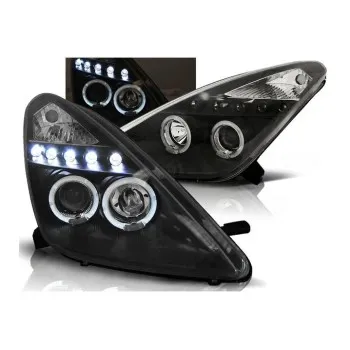 Φανάρια εμπρός Toyota Celica T230 (1999-2005) angel eyes - μαύρα , με λάμπες (Η1) - σετ 2τμχ.