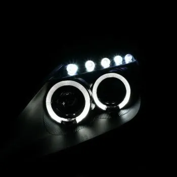 Φανάρια εμπρός Toyota Celica T230 (1999-2005) angel eyes - μαύρα , με λάμπες (Η1) - σετ 2τμχ.