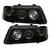 Φανάρια εμπρός Audi A3 (1996-2000) angel eyes - μαύρα , με λάμπες (Η1) - σετ 2τμχ.