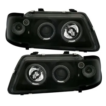 Φανάρια εμπρός Audi A3 (1996-2000) angel eyes - μαύρα , με λάμπες (Η1) - σετ 2τμχ.