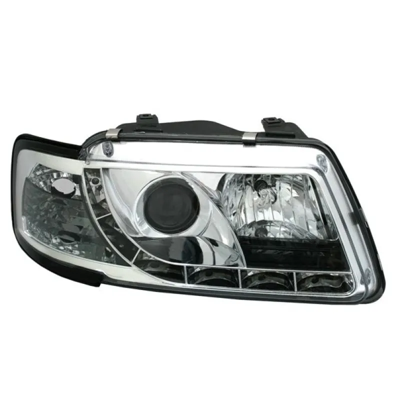 Φανάρια εμπρός Audi A3 (1996-2000) led - chrome , με λάμπες (Η1) - σετ 2τμχ.