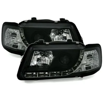 Φανάρια εμπρός Audi A3 (1996-2000) led - μαύρα , με λάμπες (Η1) - σετ 2τμχ.