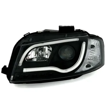 Φανάρια εμπρός Audi A3 (2003-2008) led Lightbar Design -μαύρα , με λάμπες (H7/Η1) - σετ 2τμχ.