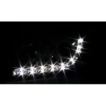 Φανάρια εμπρός Audi A3 (2003-2008) led - μαύρα , με λάμπες (H7/Η1) - σετ 2τμχ.