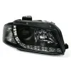 Φανάρια εμπρός Audi A3 (2003-2008) led - μαύρα , με λάμπες (H7/Η1) - σετ 2τμχ.