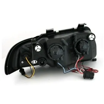 Φανάρια εμπρός Audi A4 (1995-1998) angel eyes -μαύρα , με λάμπες (Η1) - σετ 2τμχ.