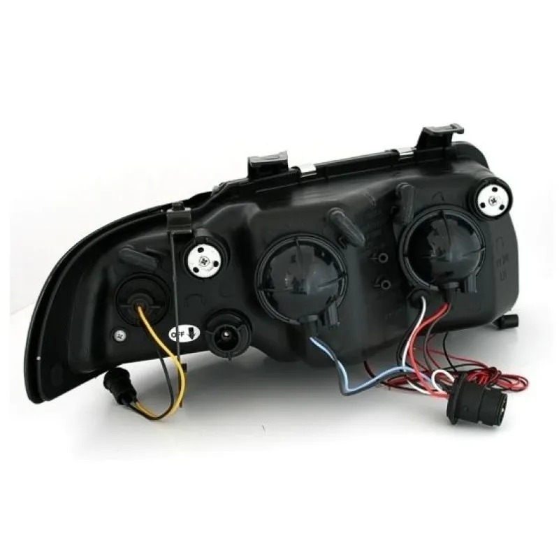 Φανάρια εμπρός Audi A4 (1995-1998) angel eyes -μαύρα , με λάμπες (Η1) - σετ 2τμχ.
