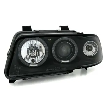 Φανάρια εμπρός Audi A4 (1995-1998) angel eyes -μαύρα , με λάμπες (Η1) - σετ 2τμχ.