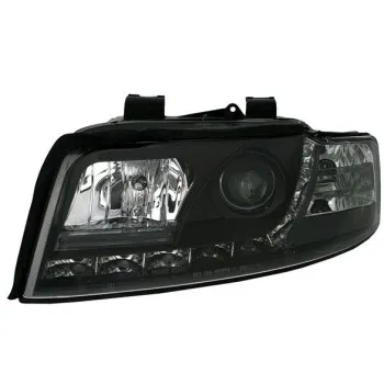 Φανάρια εμπρός Audi A4 (2001-2004) led - μαύρο , με λάμπες (Η1) - σετ 2τμχ.