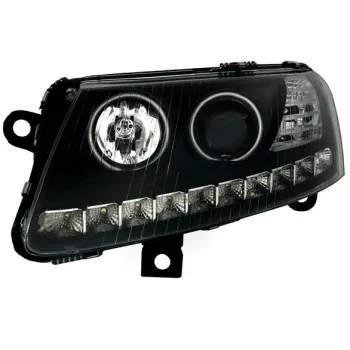 Φανάρια εμπρός led Dayline Audi A6 (2004-2008) angel eyes - μαύρα , με λάμπες (Η1) - σετ 2τμχ.