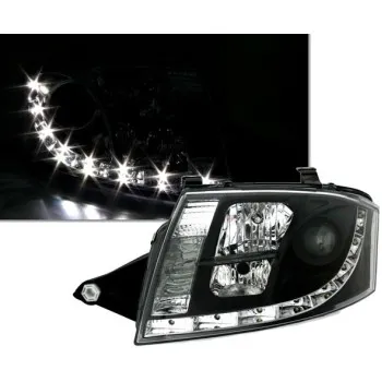 Φανάρια εμπρός Audi TT (1998-2005) led Dayline - μαύρα , με λάμπες (Η1) - σετ 2τμχ.