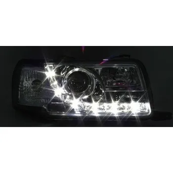 Φανάρια εμπρός Audi 80 (1991-1994) led - chrome , με λάμπες (Η1) - σετ 2τμχ.