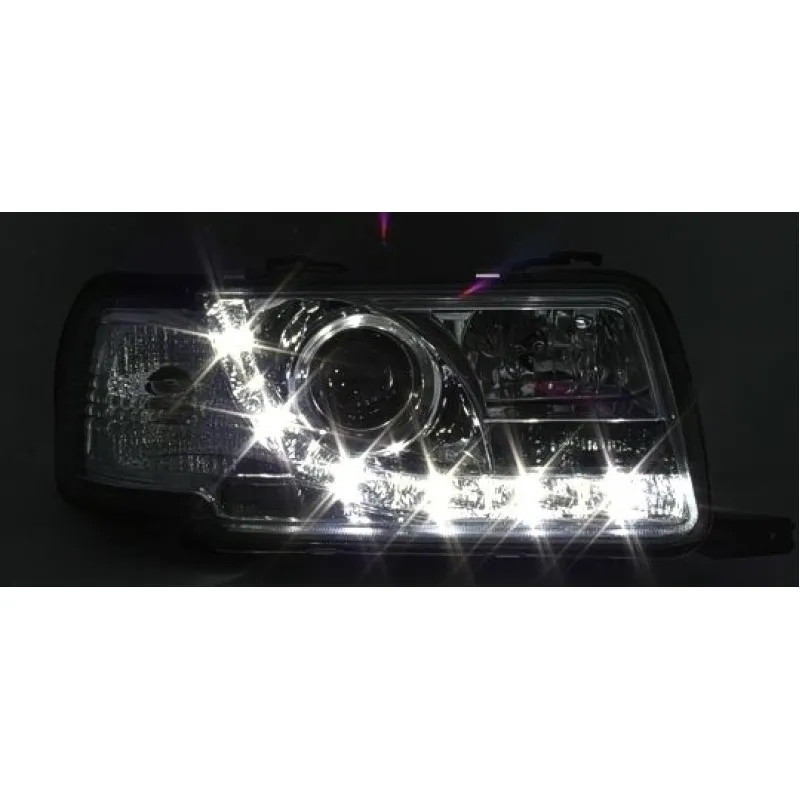 Φανάρια εμπρός Audi 80 (1991-1994) led - chrome , με λάμπες (Η1) - σετ 2τμχ.