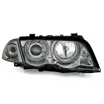 Φανάρια εμπρός BMW E46 sedan (1998-2001) angel eyes - chrome , χωρίς λάμπες (Η7) - σετ 2τμχ.