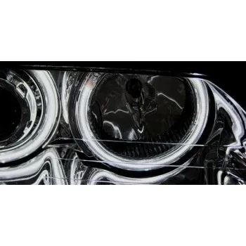 Φανάρια εμπρός BMW E46 sedan (1998-2001) angel eyes - chrome , χωρίς λάμπες (Η7) - σετ 2τμχ.