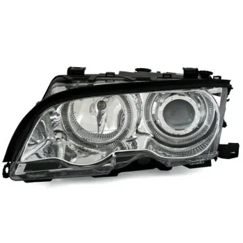 Φανάρια εμπρός BMW E46 sedan (2001-2003) angel eyes - chrome , χωρίς λάμπες (Η7) - σετ 2τμχ.