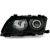 Φανάρια εμπρός BMW E46 sedan (2001-2005) angel eyes - μαύρα , χωρίς λάμπες (Η7) - σετ 2τμχ.