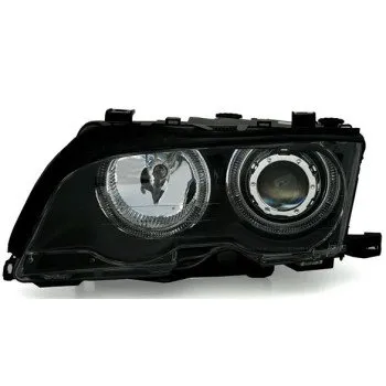 Φανάρια εμπρός BMW E46 sedan (2001-2005) angel eyes - μαύρα , χωρίς λάμπες (Η7) - σετ 2τμχ.