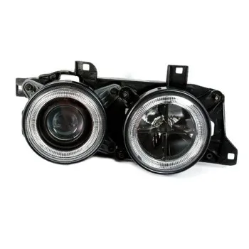 Φανάρια εμπρός BMW E32 /E34 (1989-1995) angel eyes - μαύρα , χωρίς λάμπες (Η7) - σετ 2τμχ.