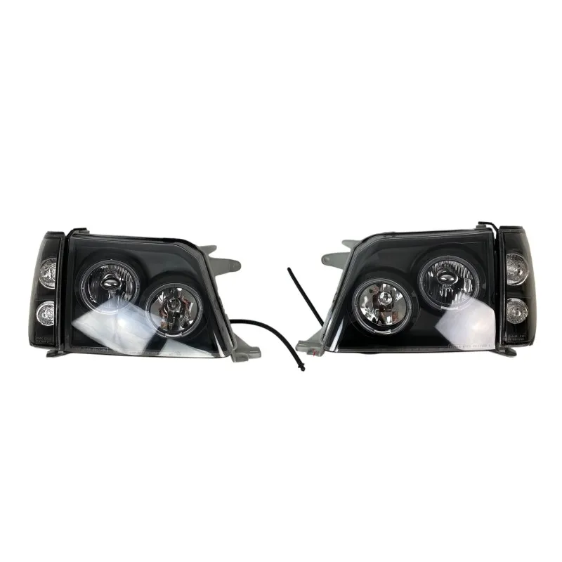Φανάρια εμπρός Toyota Land Cruiser FJ90 (1996-2003) angel eyes - μαύρα , με λάμπες (Η1) - σετ 2τμχ.