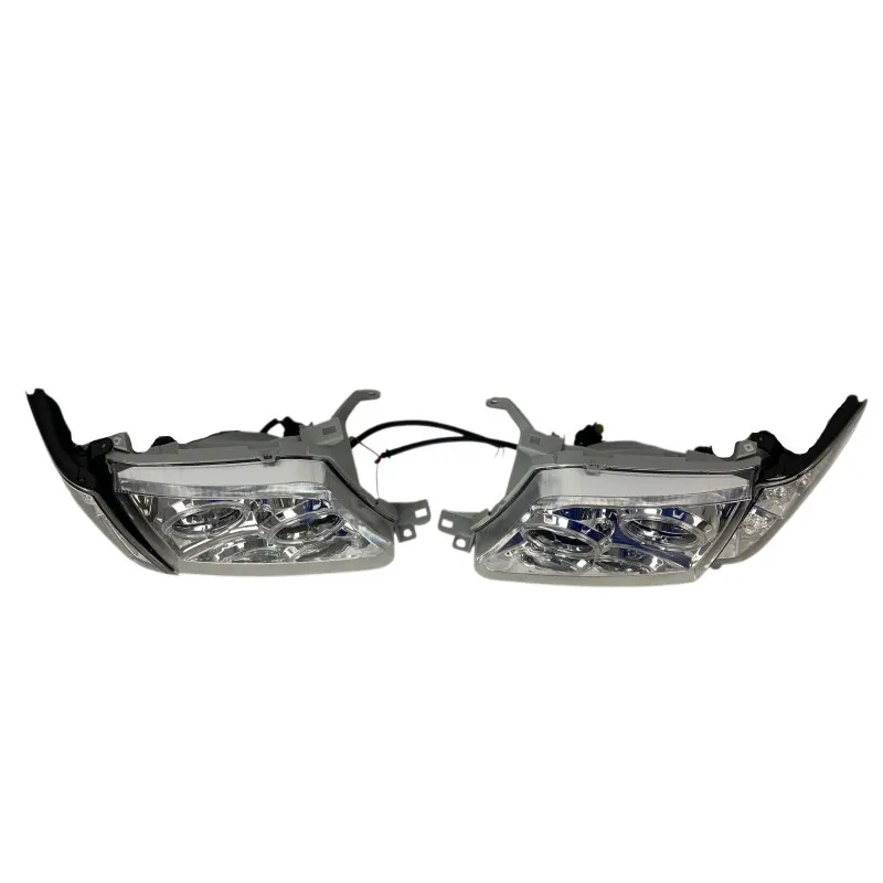 Φανάρια εμπρός Toyota Land Cruiser FJ90 (1996-2003) angel eyes - chrome , με λάμπες (Η1) - σετ 2τμχ.